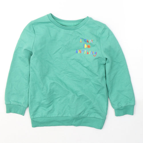 George Boys Green  Cotton Pullover Sweatshirt Size 4-5 Years  Pullover - I can do Anything
