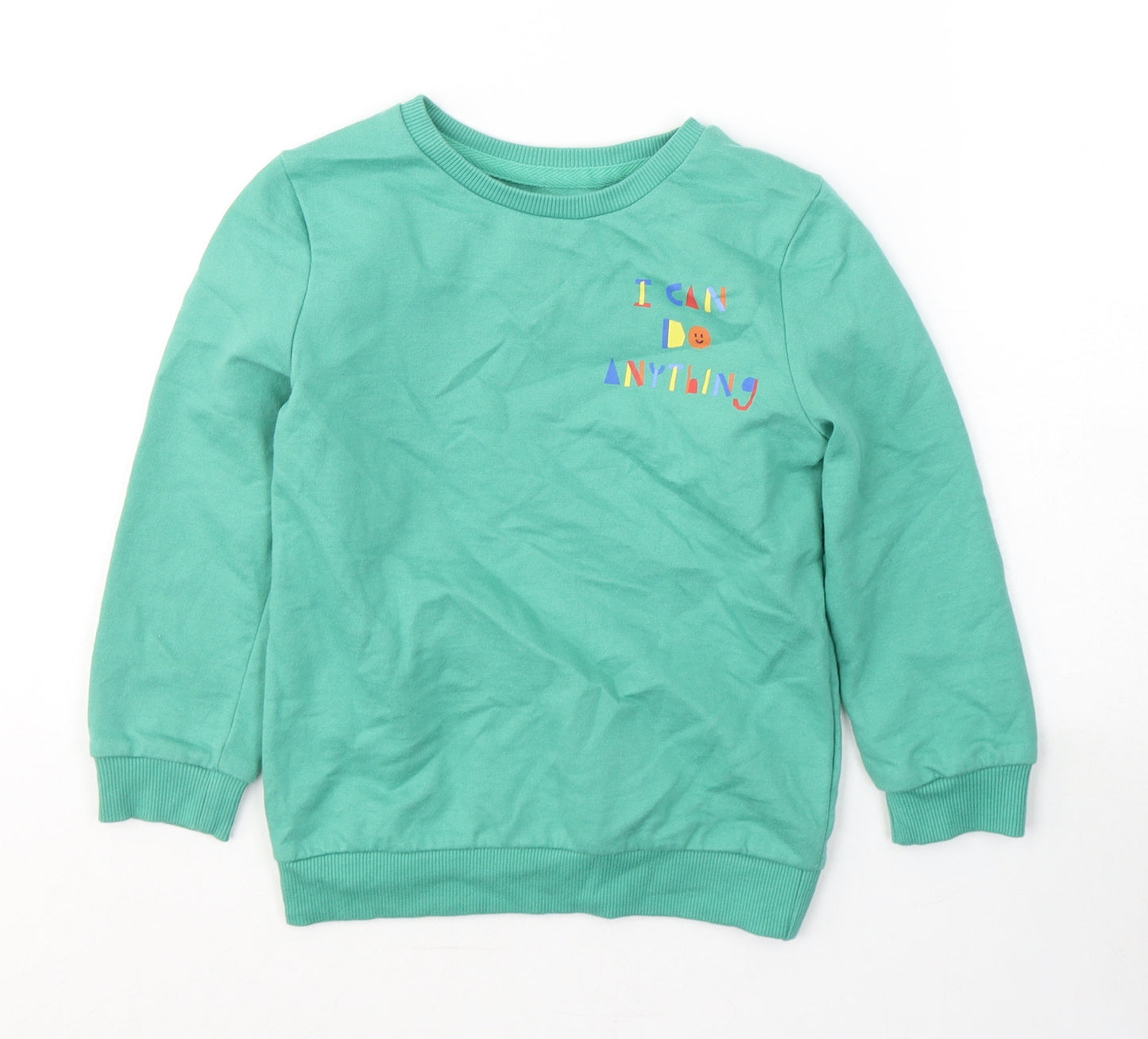 George Boys Green  Cotton Pullover Sweatshirt Size 4-5 Years  Pullover - I can do Anything