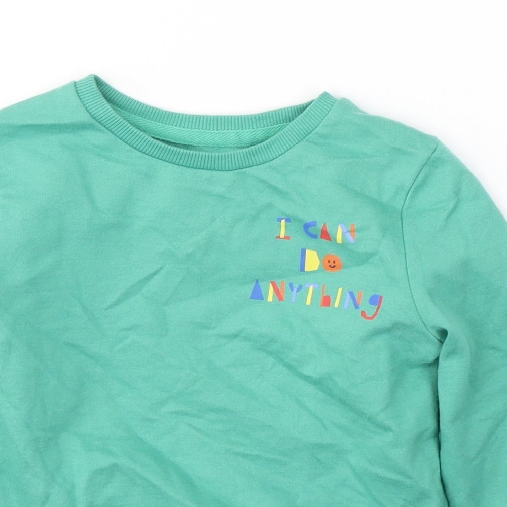 George Boys Green  Cotton Pullover Sweatshirt Size 4-5 Years  Pullover - I can do Anything