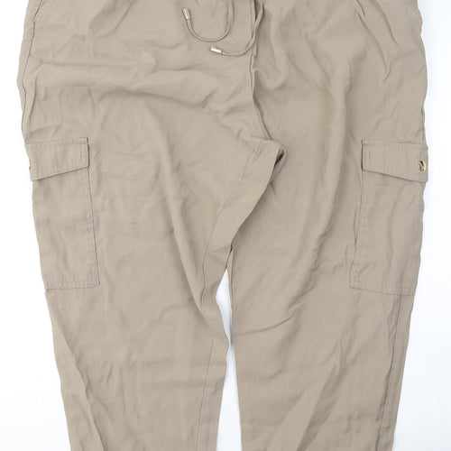 F&F Womens Beige  Viscose Trousers  Size 20 L25 in Regular Tie