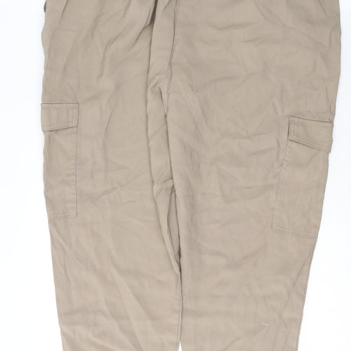 F&F Womens Beige  Viscose Trousers  Size 20 L25 in Regular Tie