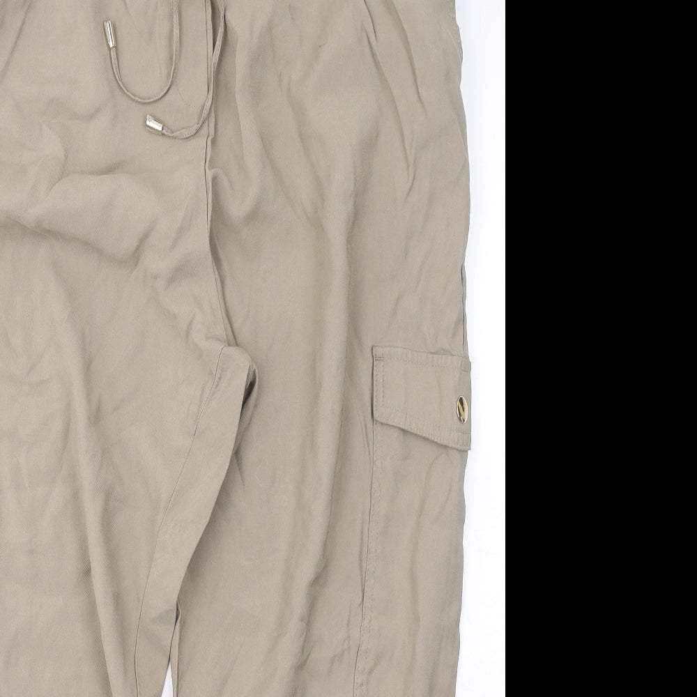 F&F Womens Beige  Viscose Trousers  Size 20 L25 in Regular Tie