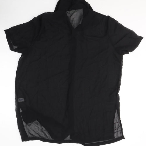 Resort Womens Black  Polyester Basic Button-Up Size 18 Collared