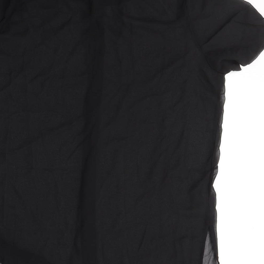 Resort Womens Black  Polyester Basic Button-Up Size 18 Collared