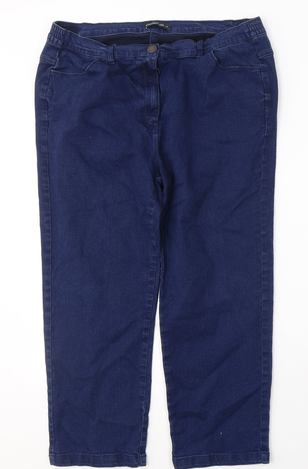 Bonmarché Womens Blue  Cotton Straight Jeans Size 20 L23 in Regular Button