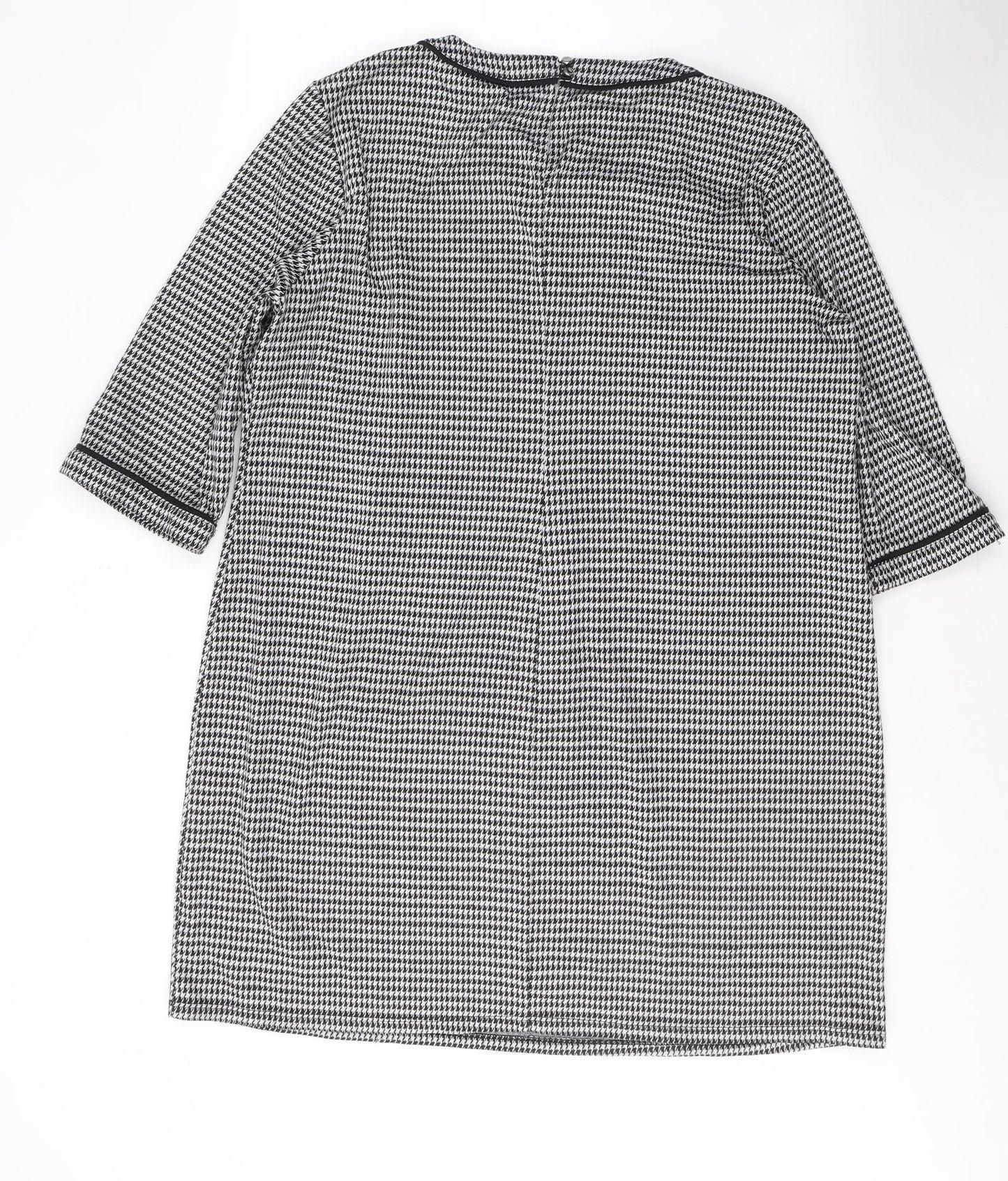 George Womens White Houndstooth Polyester Tunic Blouse Size 20 Round Neck