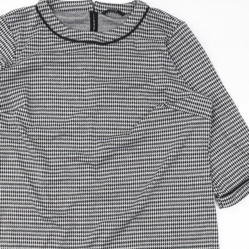 George Womens White Houndstooth Polyester Tunic Blouse Size 20 Round Neck