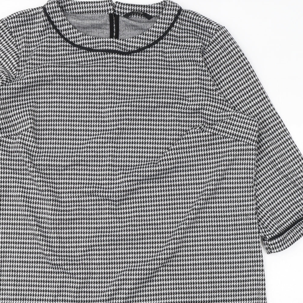 George Womens White Houndstooth Polyester Tunic Blouse Size 20 Round Neck