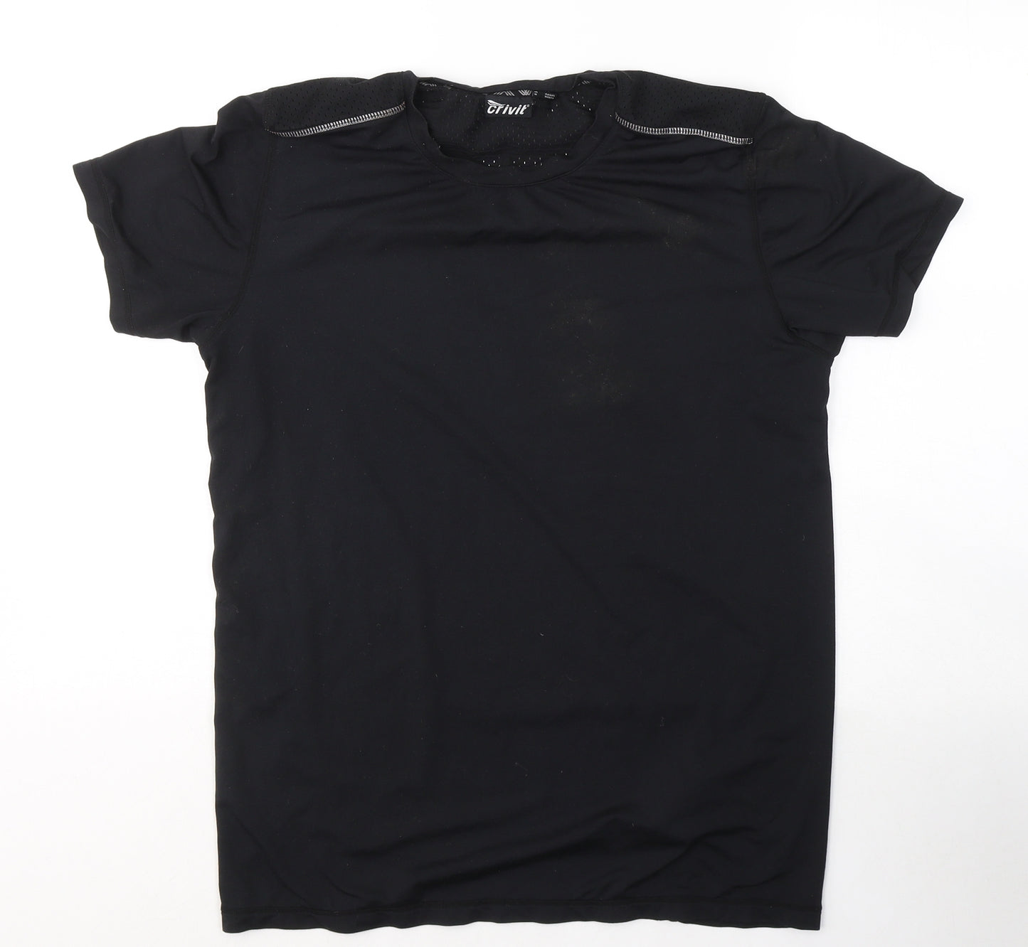 Crivit Mens Black  Polyester Basic T-Shirt Size M Round Neck Pullover