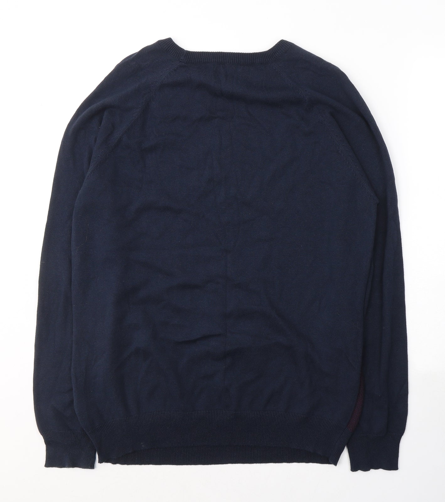 Threadable Mens Blue Round Neck  Cotton Pullover Jumper Size L