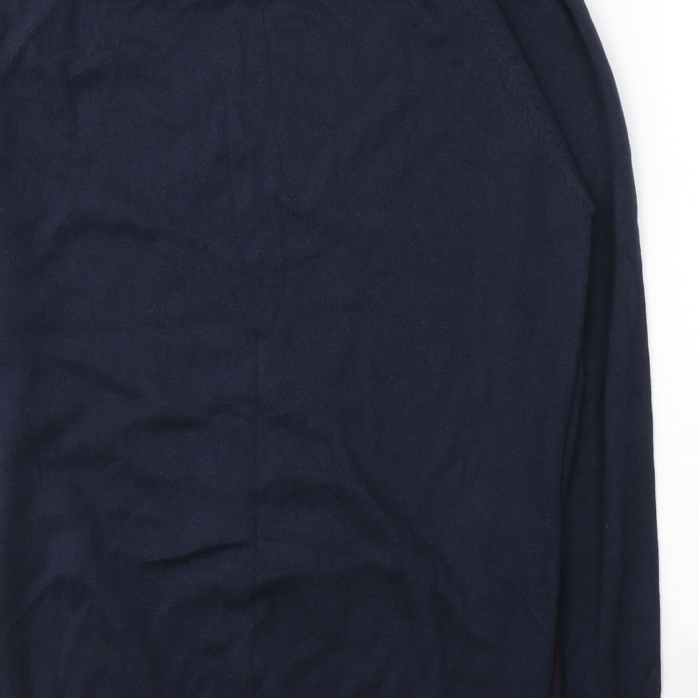 Threadable Mens Blue Round Neck  Cotton Pullover Jumper Size L