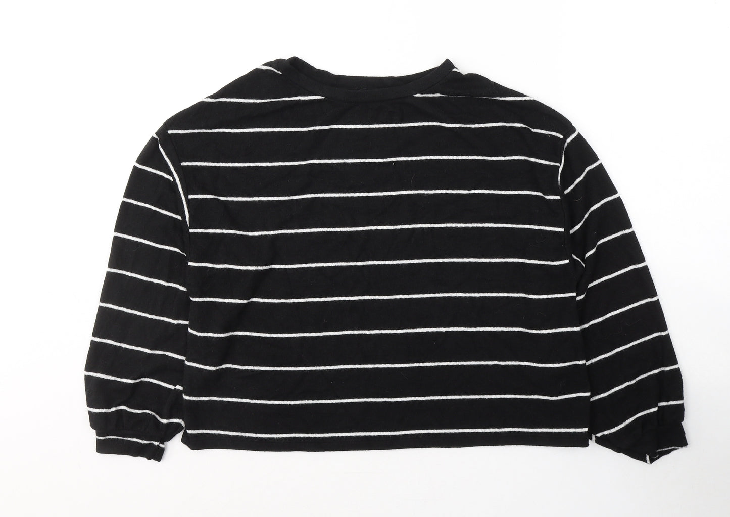 New Look Womens Black Round Neck Striped Acrylic Pullover Jumper Size M