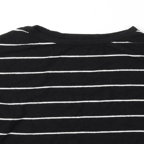 New Look Womens Black Round Neck Striped Acrylic Pullover Jumper Size M