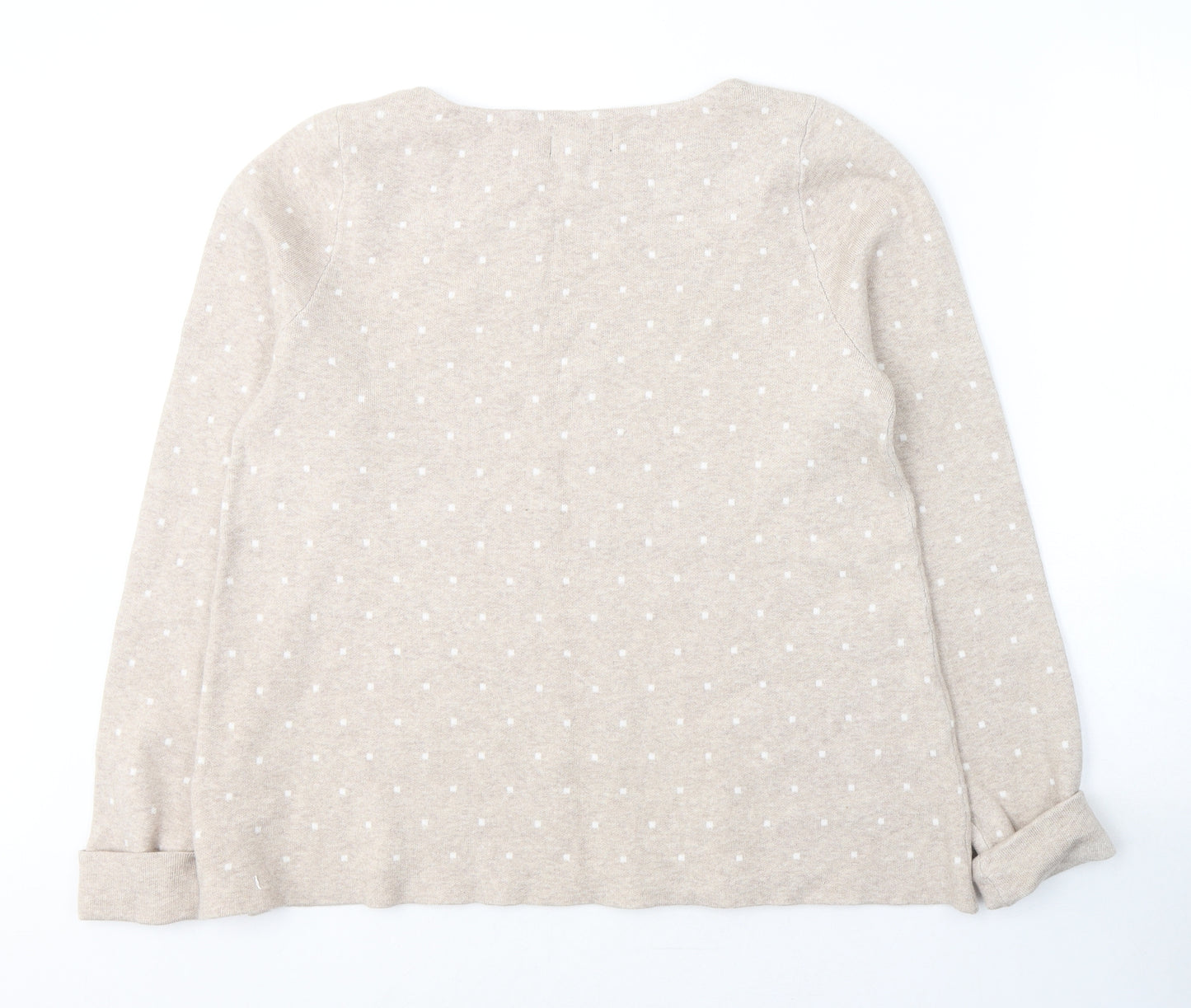 Cynthia Rowley Womens Beige Round Neck Polka Dot Viscose Pullover Jumper Size L