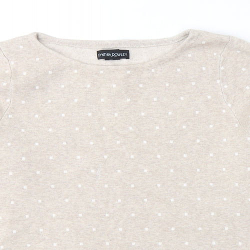 Cynthia Rowley Womens Beige Round Neck Polka Dot Viscose Pullover Jumper Size L