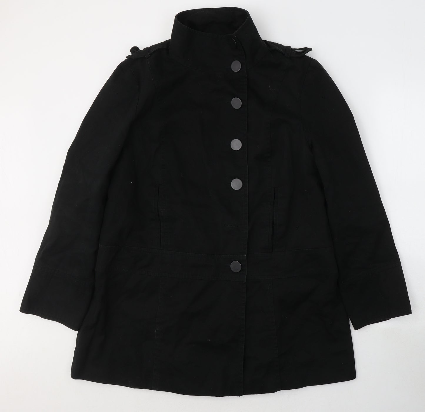 New Look Womens Black   Trench Coat Coat Size 18  Button
