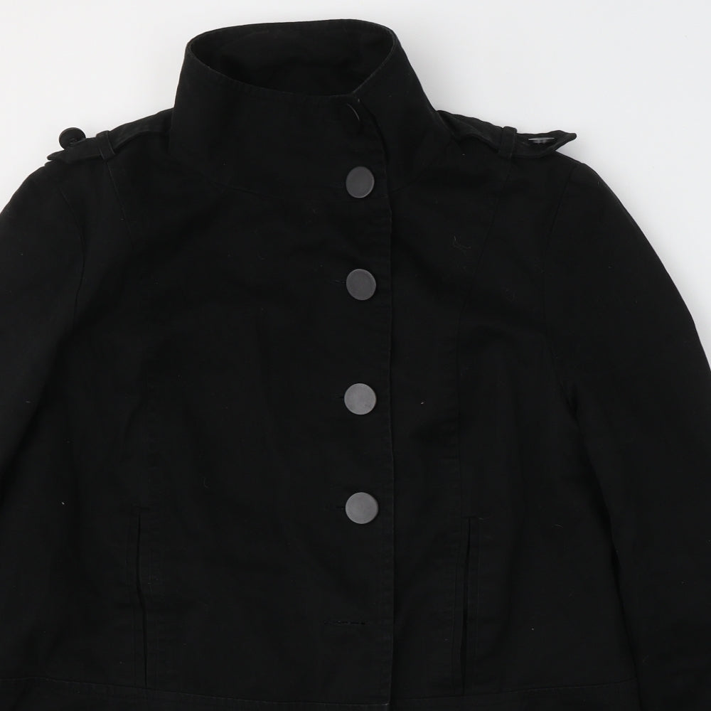New Look Womens Black   Trench Coat Coat Size 18  Button
