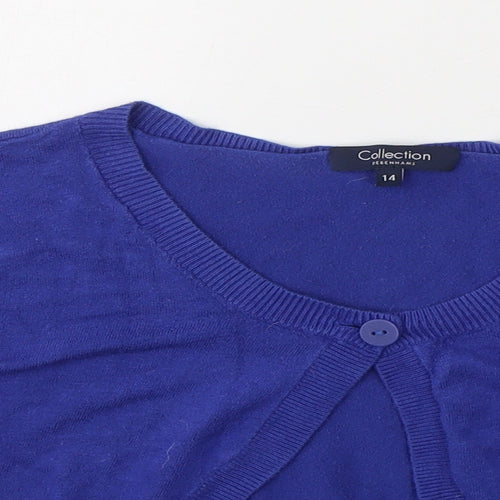 Debenhams Womens Blue V-Neck  Viscose Cardigan Jumper Size 14