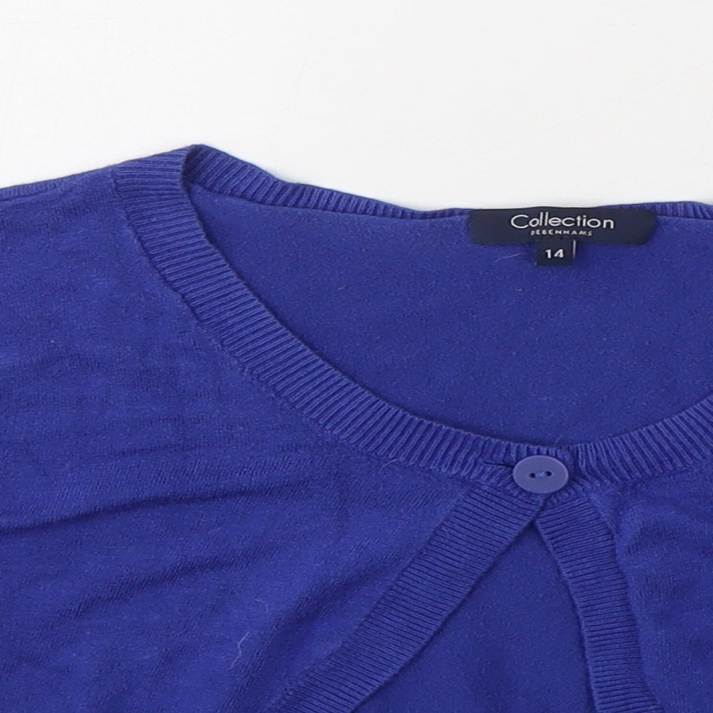 Debenhams Womens Blue V-Neck  Viscose Cardigan Jumper Size 14