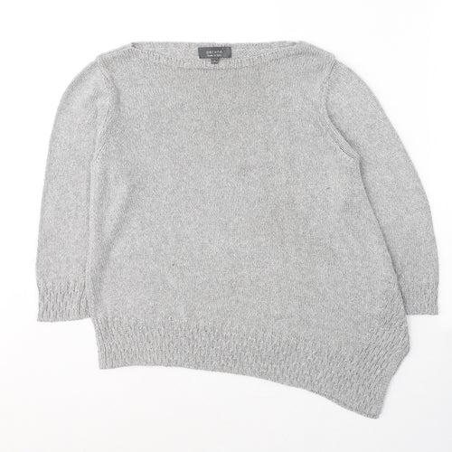 Marks and Spencer Womens Grey Boat Neck  Viscose Pullover Jumper Size 14