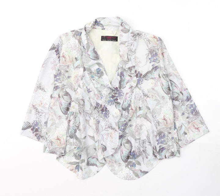 New Look Womens Beige Floral Jacket Blazer Size 10