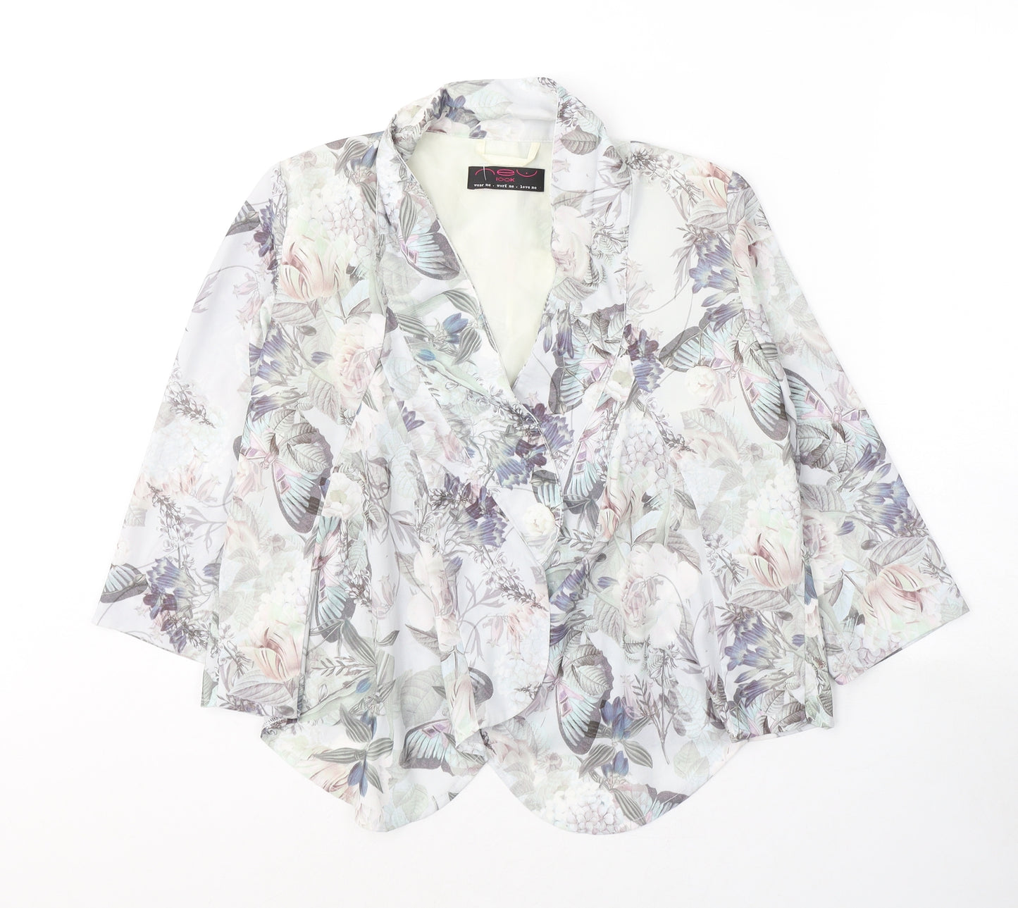 New Look Womens Beige Floral  Jacket Blazer Size 10
