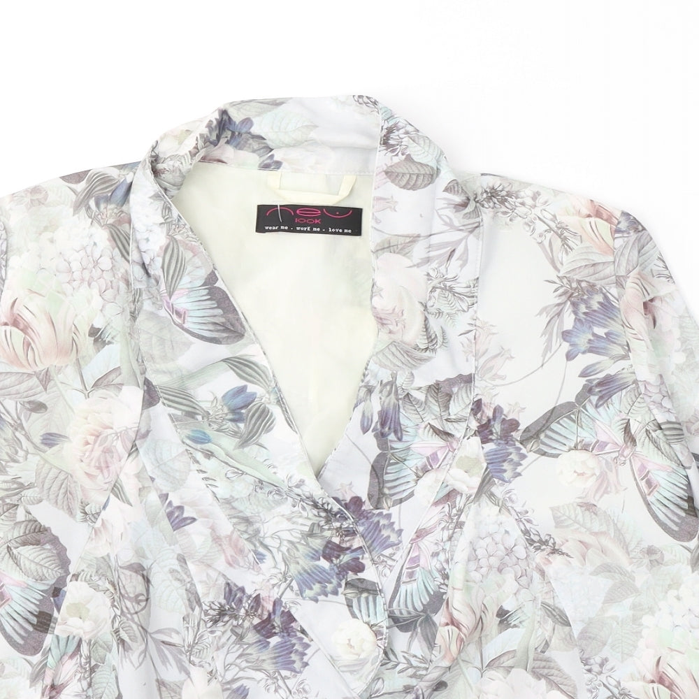 New Look Womens Beige Floral  Jacket Blazer Size 10
