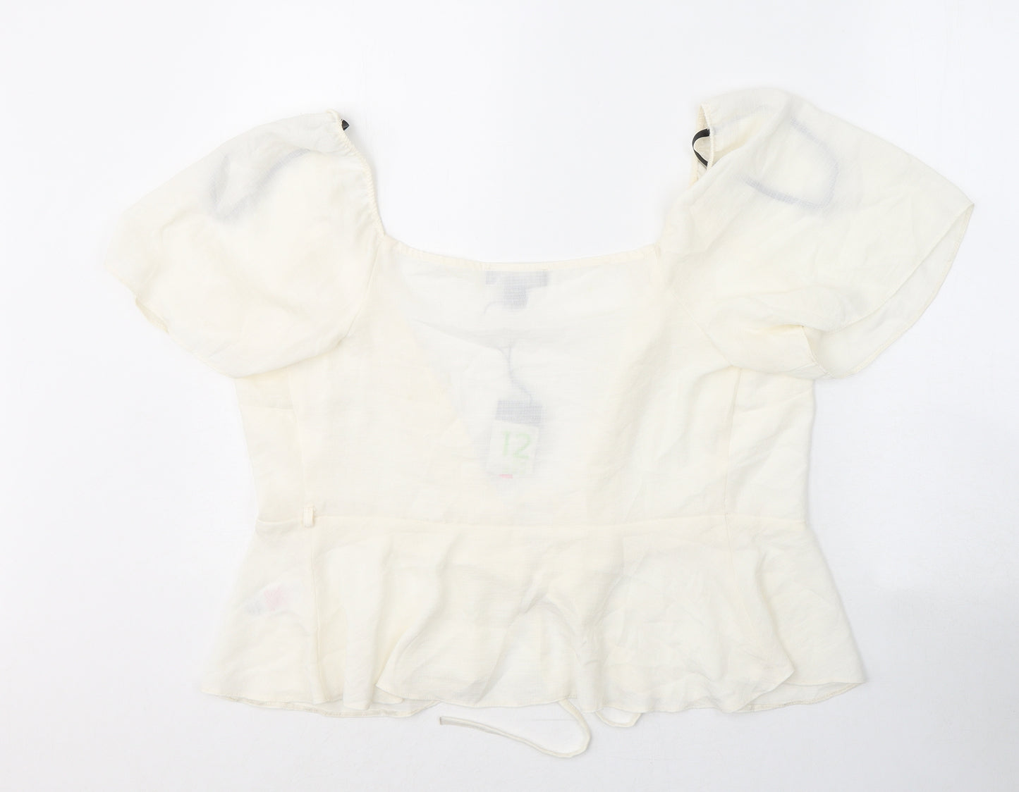 Primark Womens Ivory  Viscose Basic Blouse Size 12 V-Neck