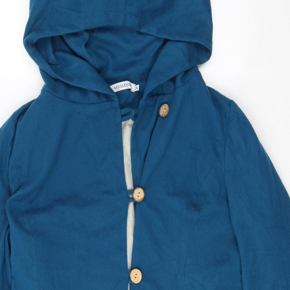 MissLook Womens Blue   Pea Coat Coat Size 2XL  Button