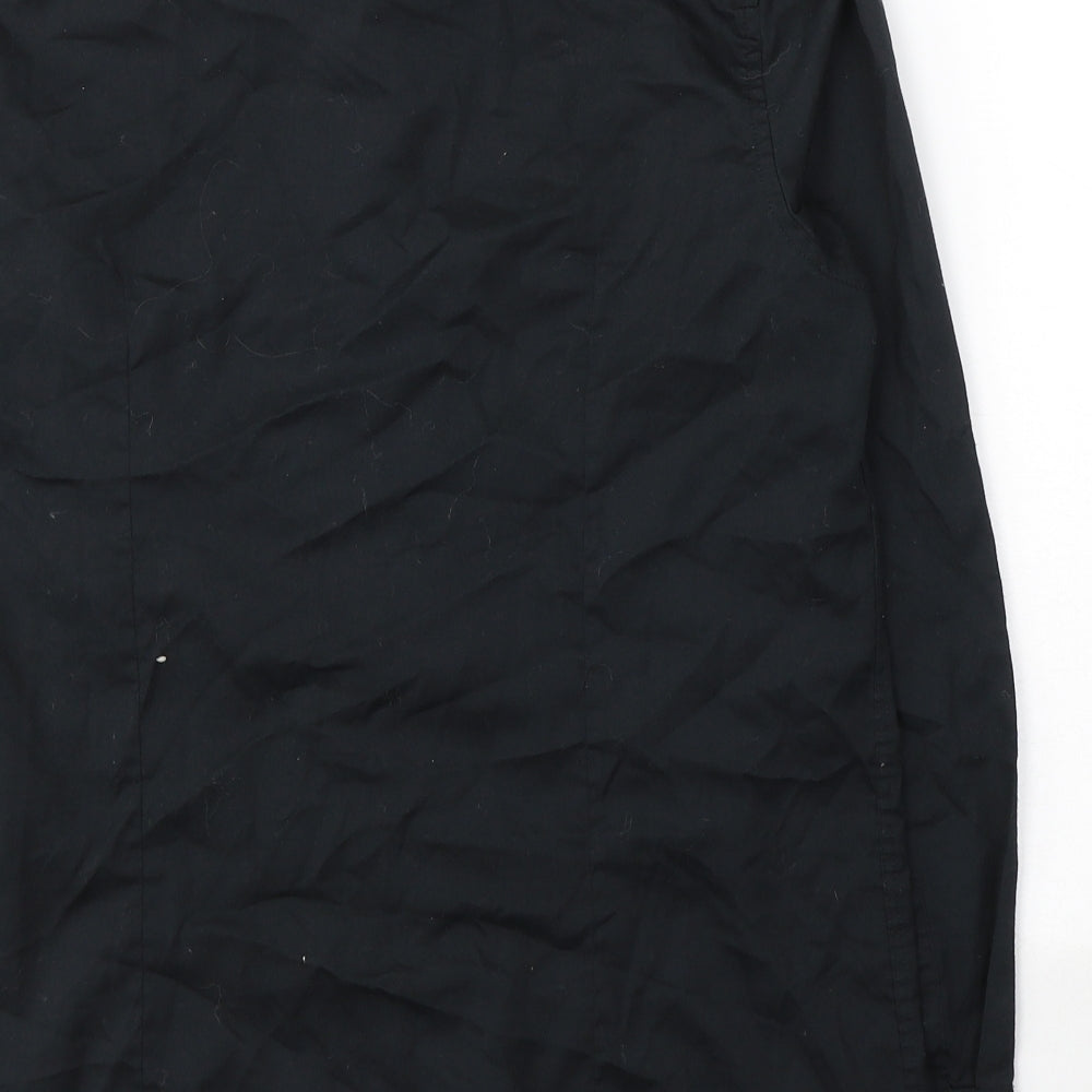 Preworn Mens Black  Cotton  Button-Up Size M Collared Button