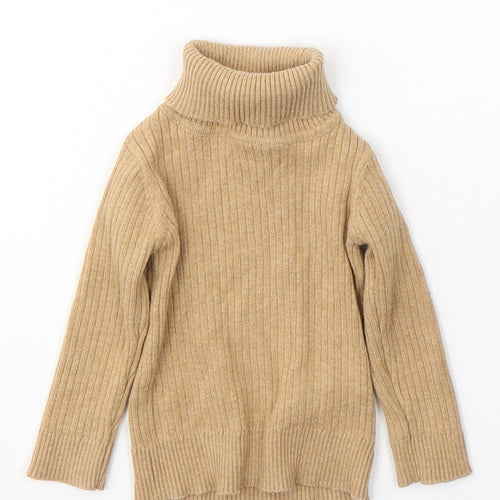 NEXT Girls Brown  Cotton Jersey Casual Size 6-9 Months Roll Neck Pullover