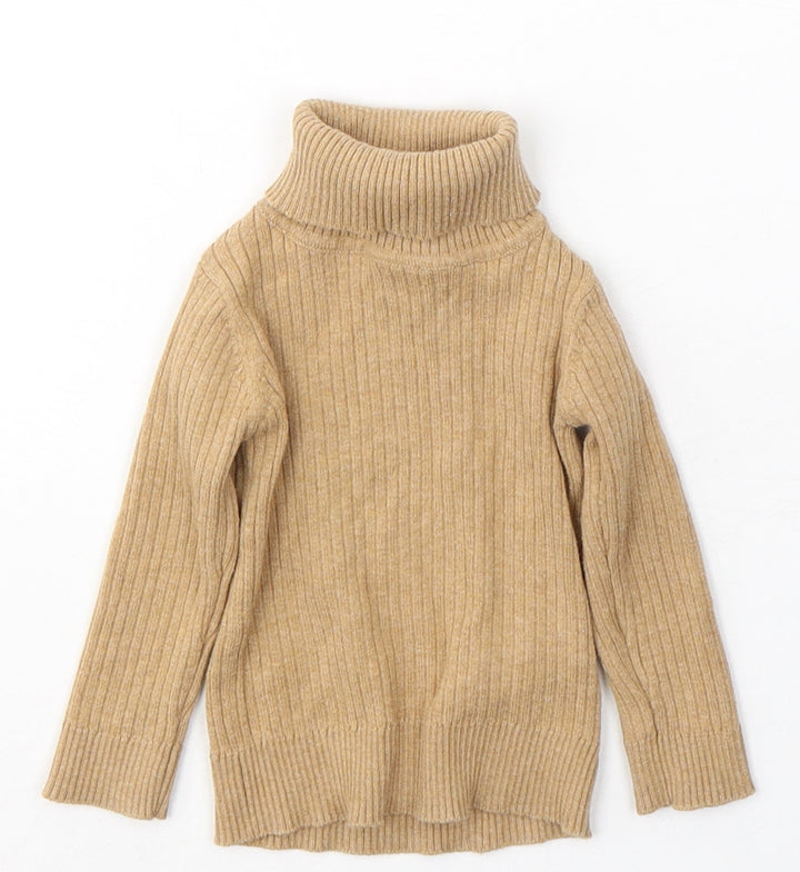 NEXT Girls Brown Cotton Jersey Casual Size 6-9 Months Roll Neck Pullover