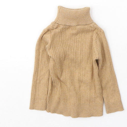 NEXT Girls Brown  Cotton Jersey Casual Size 6-9 Months Roll Neck Pullover