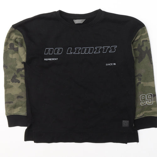 Primark Boys Black Camouflage Cotton Pullover Sweatshirt Size 9-10 Years  Pullover - No Limits