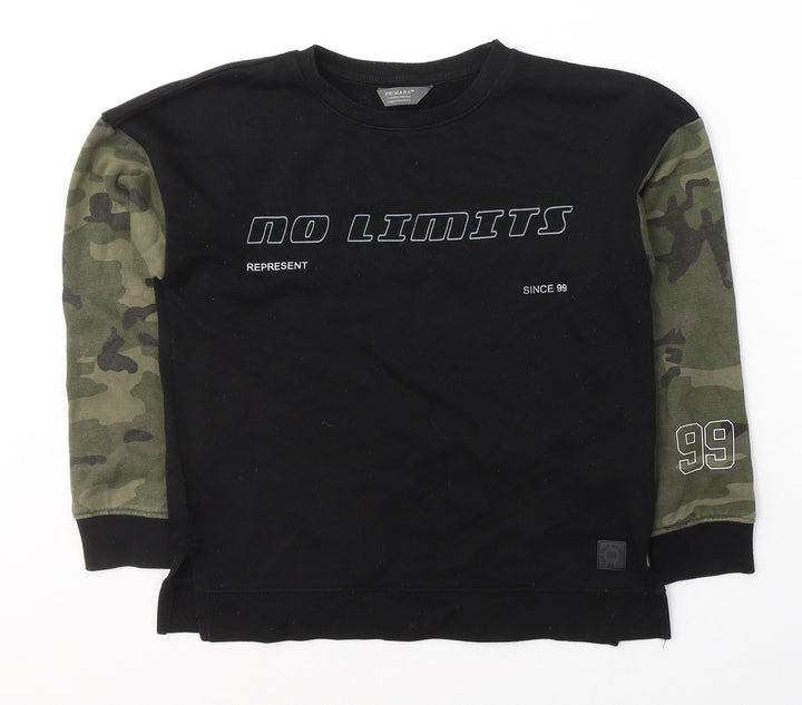 Primark Boys Black Camouflage Cotton Pullover Sweatshirt Size 9-10 Years Pullover - No Limits