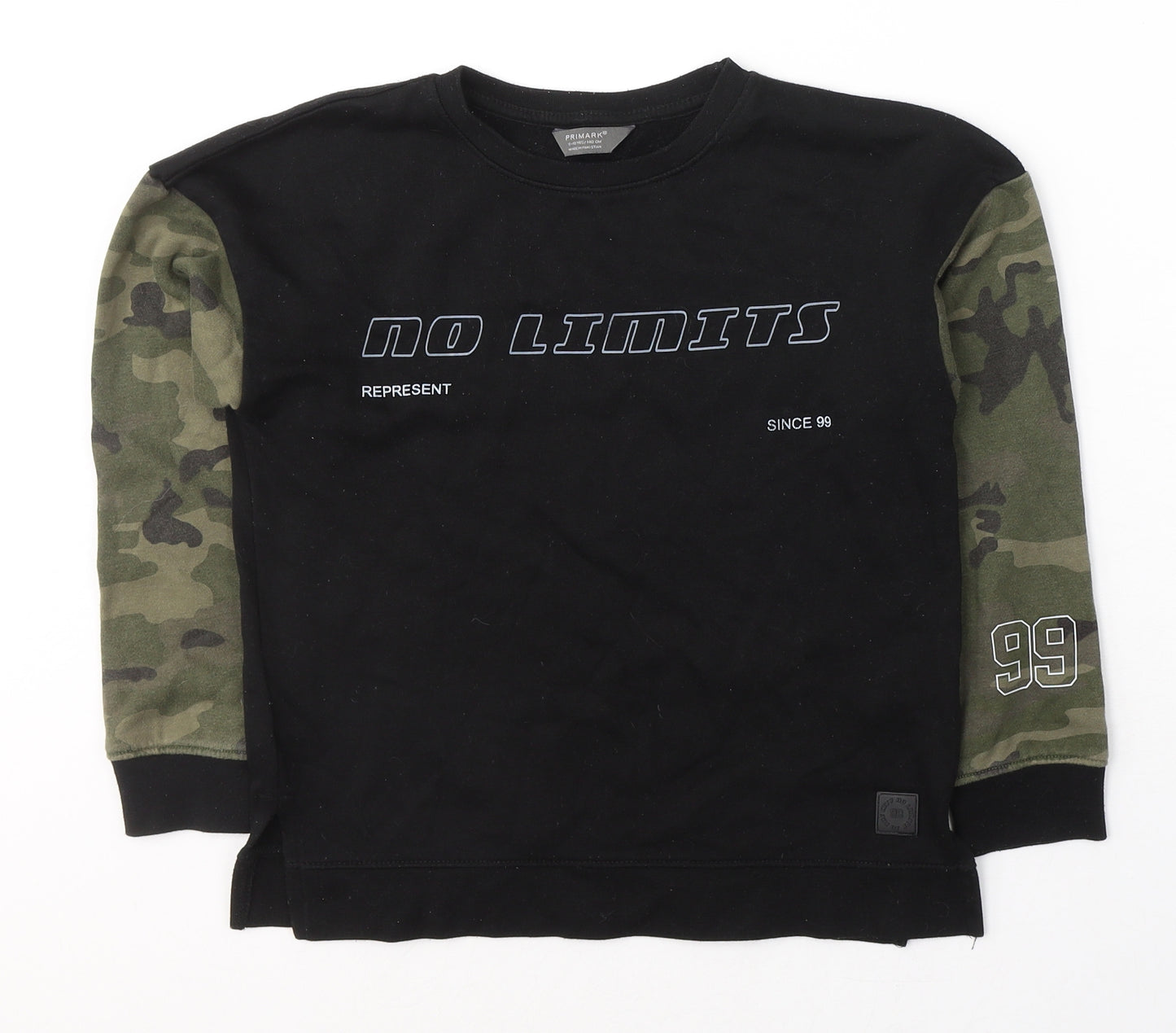 Primark Boys Black Camouflage Cotton Pullover Sweatshirt Size 9-10 Years  Pullover - No Limits