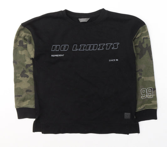 Primark Boys Black Camouflage Cotton Pullover Sweatshirt Size 9-10 Years  Pullover - No Limits