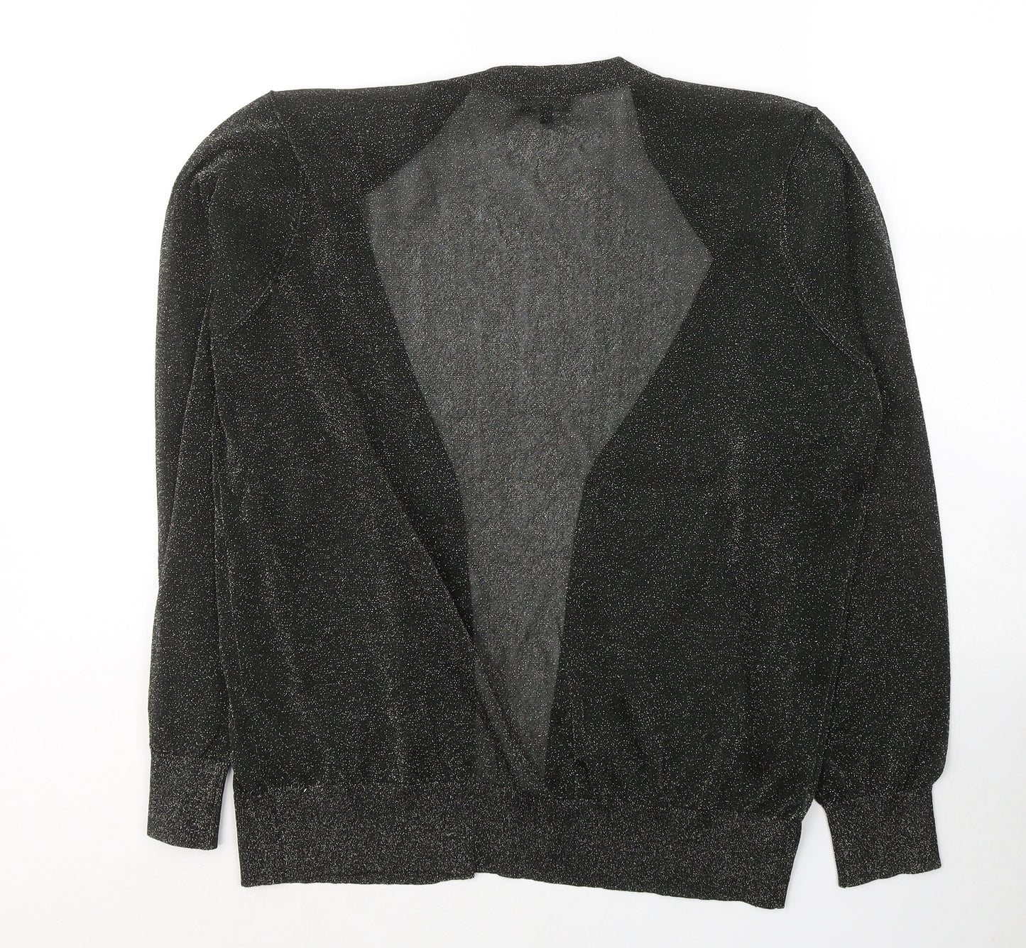 Jager Womens Black  Polyester Basic Button-Up Size XL V-Neck
