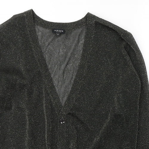 Jager Womens Black  Polyester Basic Button-Up Size XL V-Neck