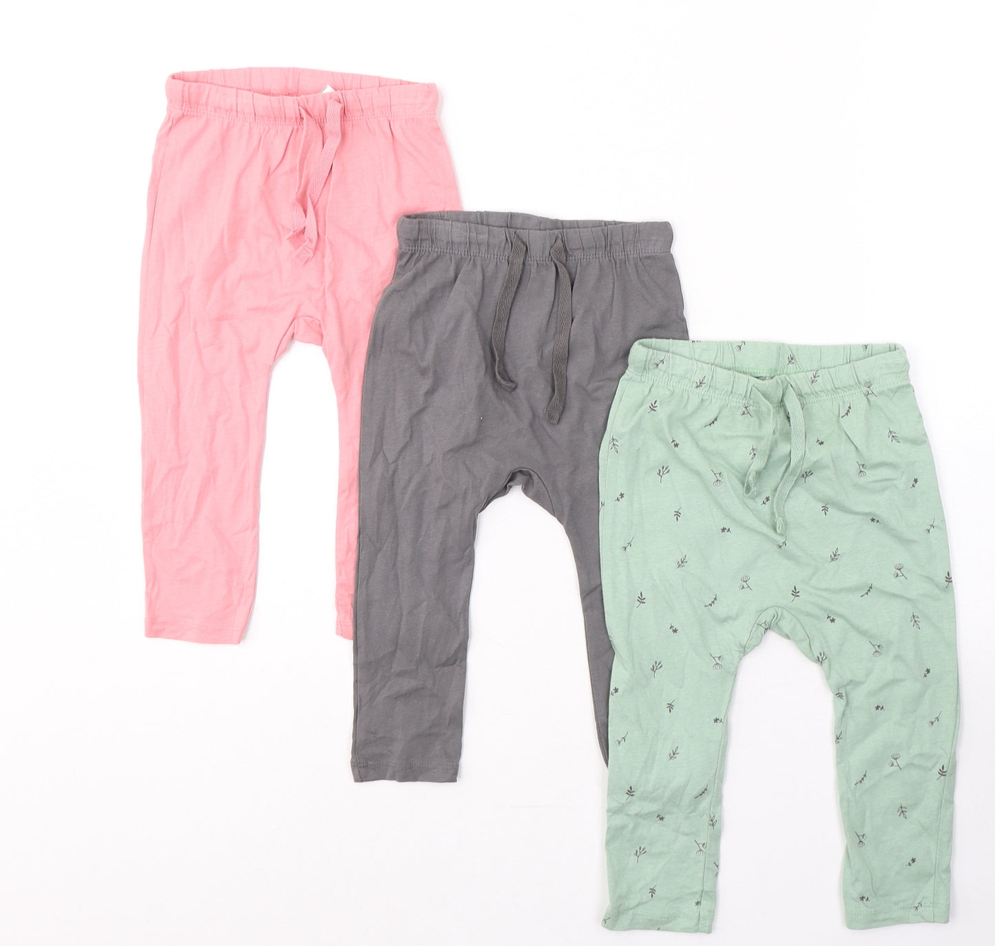 H&M Girls Multicoloured  Cotton Pedal Pusher Leggings Size 12-18 Months  Tie