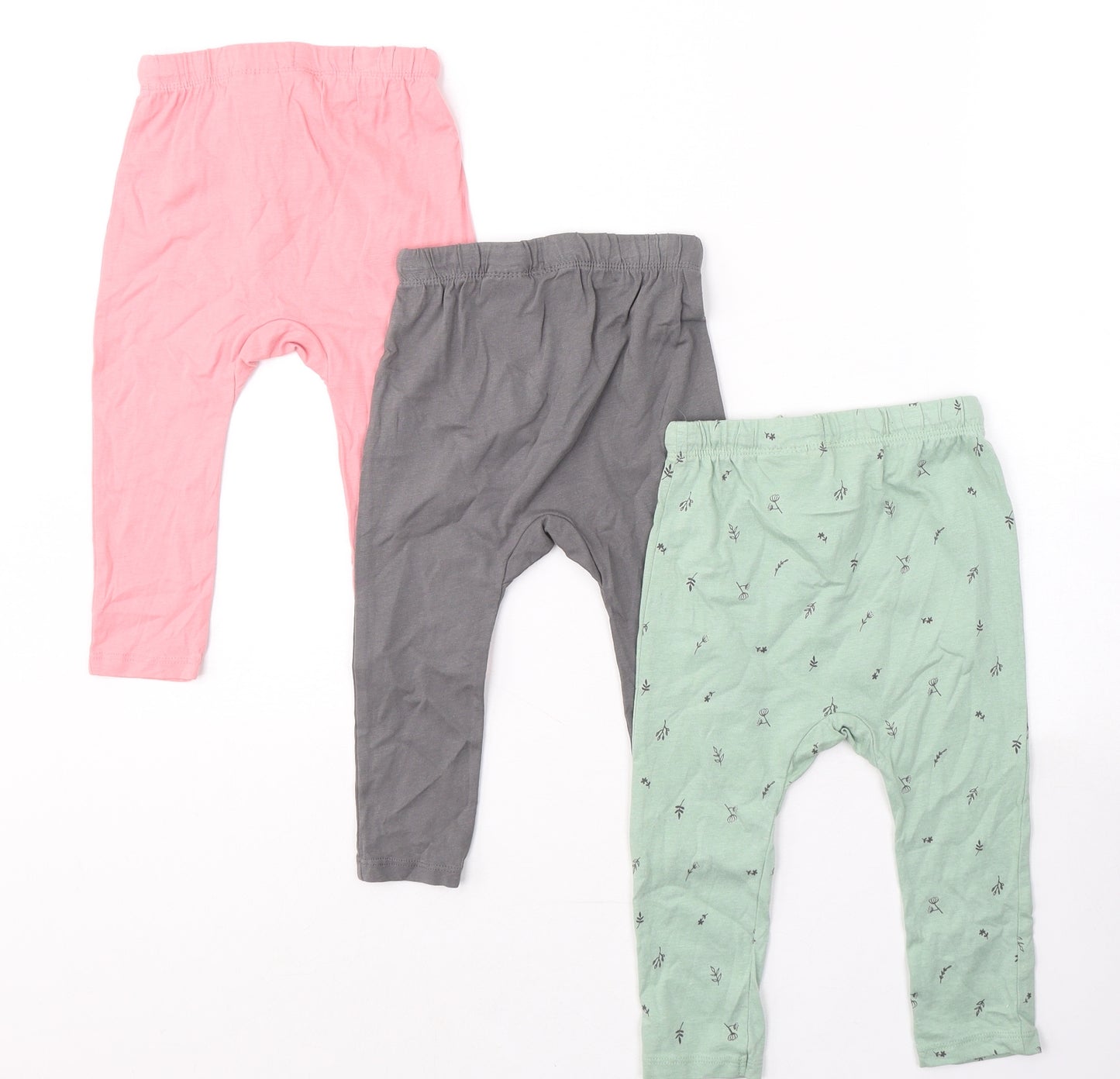 H&M Girls Multicoloured  Cotton Pedal Pusher Leggings Size 12-18 Months  Tie