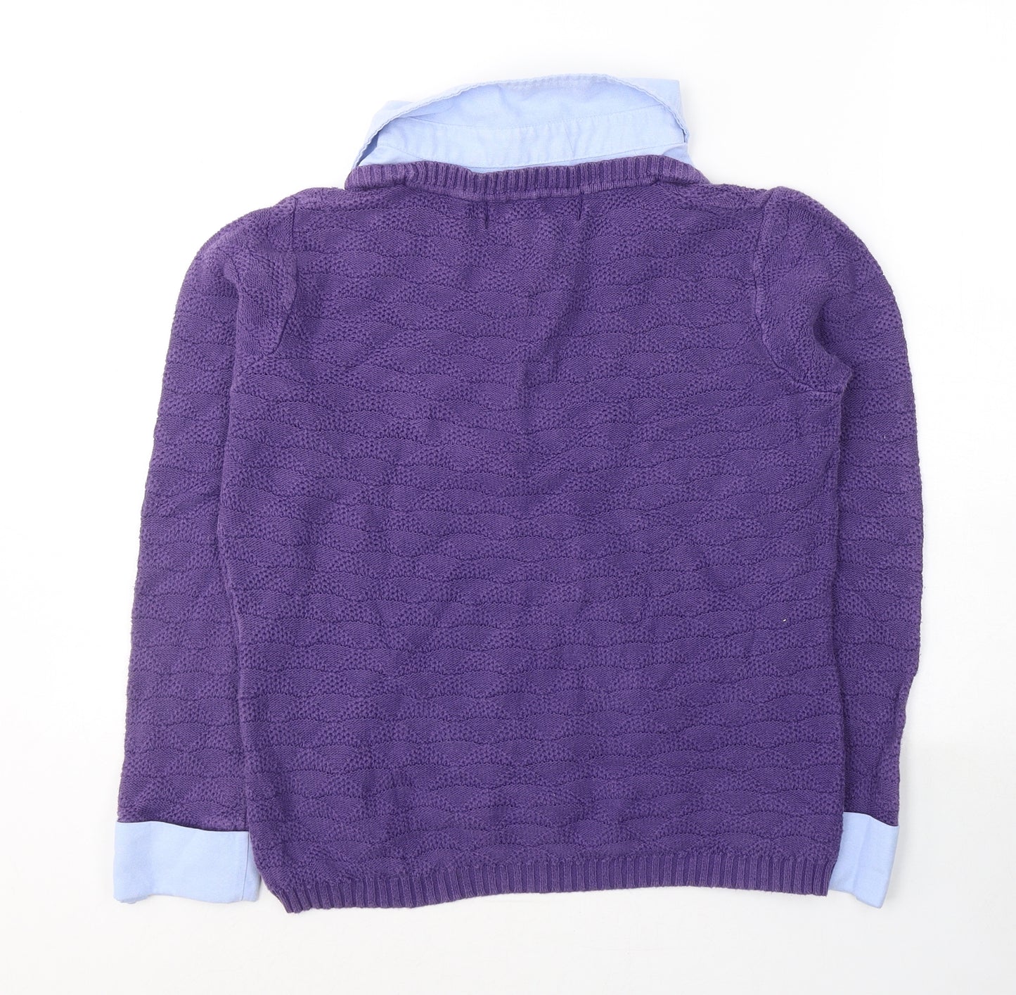 Paco Boutique Womens Purple Collared  Cotton Pullover Jumper Size 10