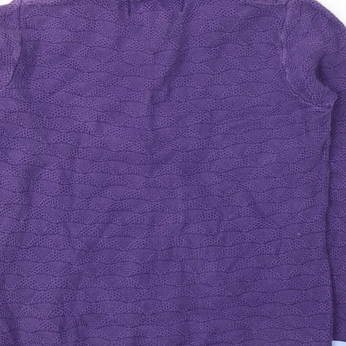 Paco Boutique Womens Purple Collared  Cotton Pullover Jumper Size 10