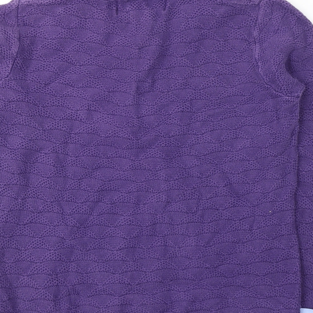 Paco Boutique Womens Purple Collared  Cotton Pullover Jumper Size 10