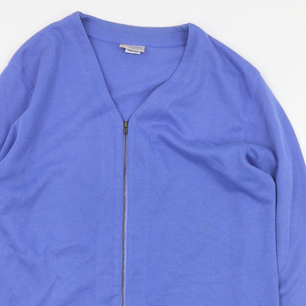 Mackays Womens Blue V-Neck  Polyester Full Zip Jumper Size S