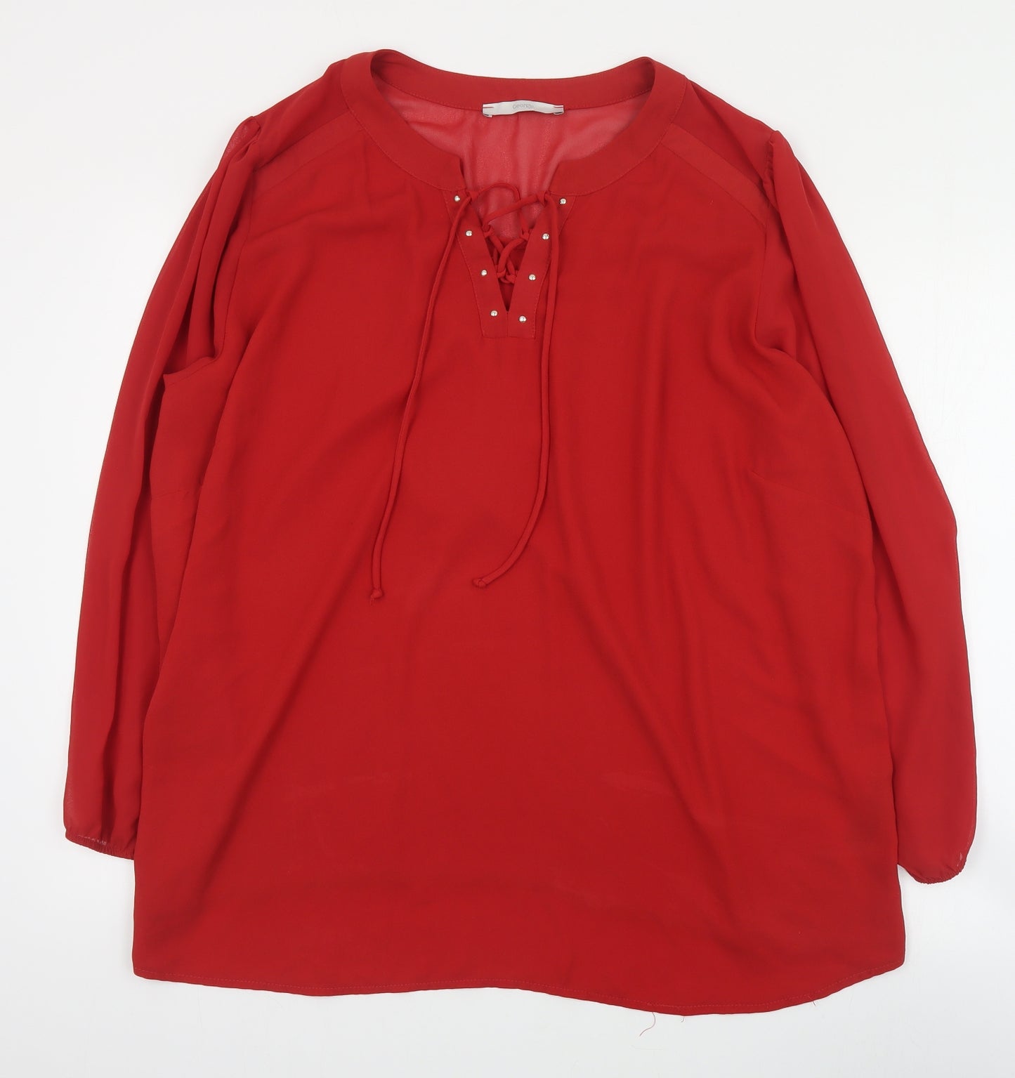 George Womens Red  Polyester Basic Blouse Size 24 V-Neck