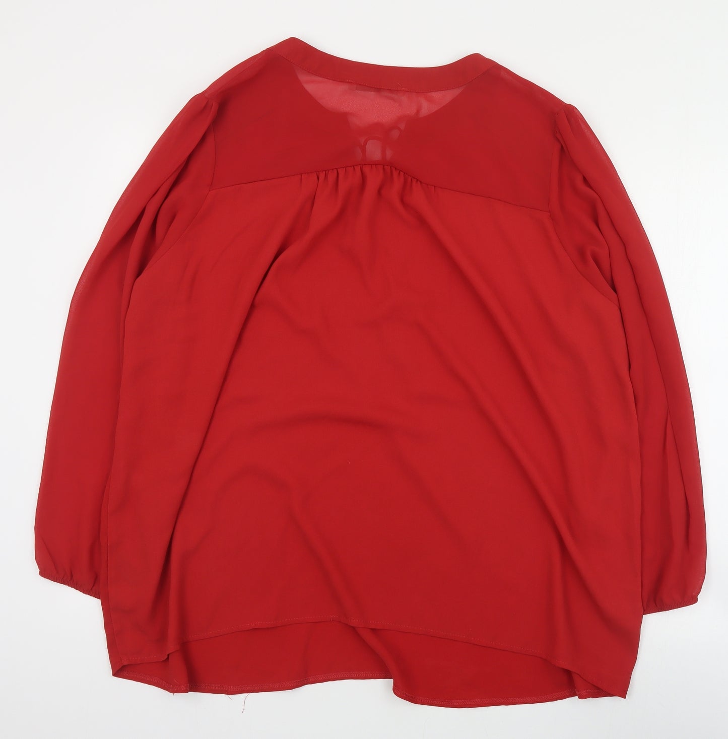 George Womens Red  Polyester Basic Blouse Size 24 V-Neck