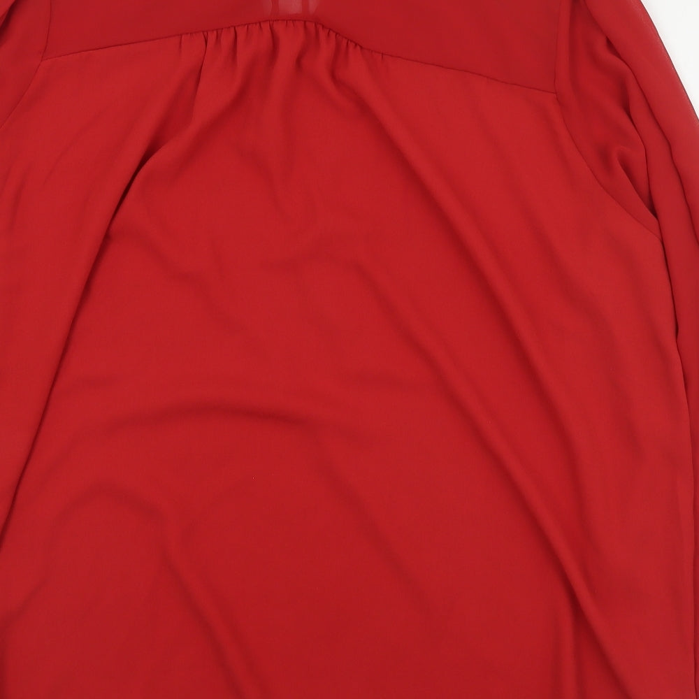 George Womens Red  Polyester Basic Blouse Size 24 V-Neck