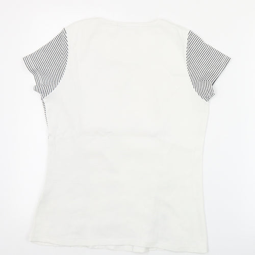 Kalisson Womens White  Cotton Basic T-Shirt Size M Round Neck