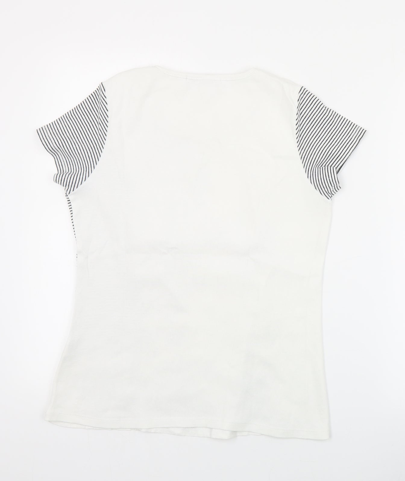 Kalisson Womens White  Cotton Basic T-Shirt Size M Round Neck